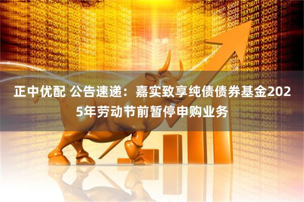 正中优配 公告速递：嘉实致享纯债债券基金2025年劳动节前暂停申购业务