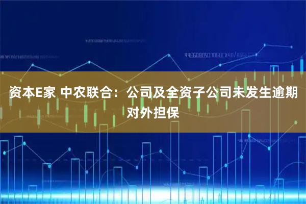 资本E家 中农联合：公司及全资子公司未发生逾期对外担保